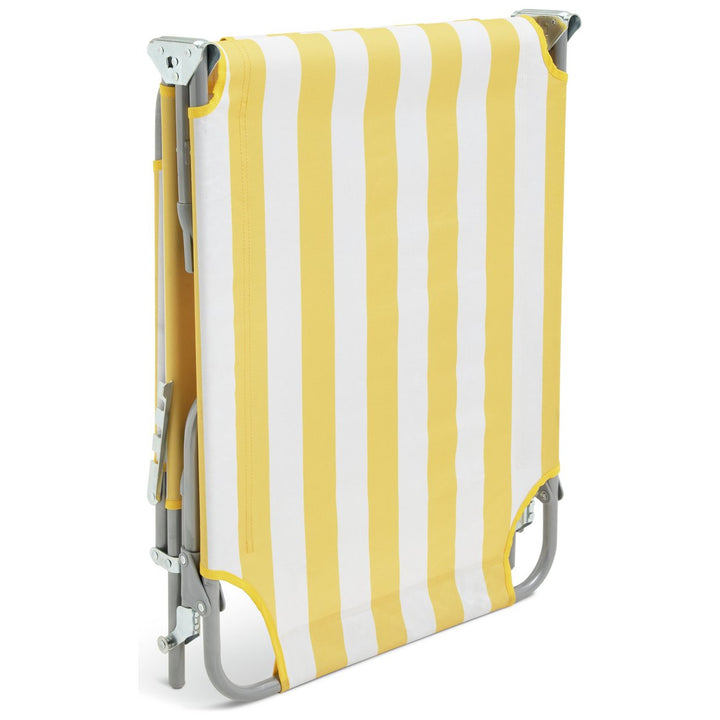 Habitat Folding Metal Sun Lounger - Yellow &amp; White