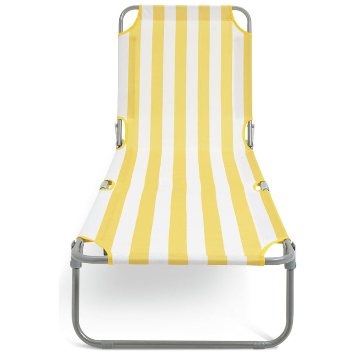 Habitat Folding Metal Sun Lounger - Yellow &amp; White