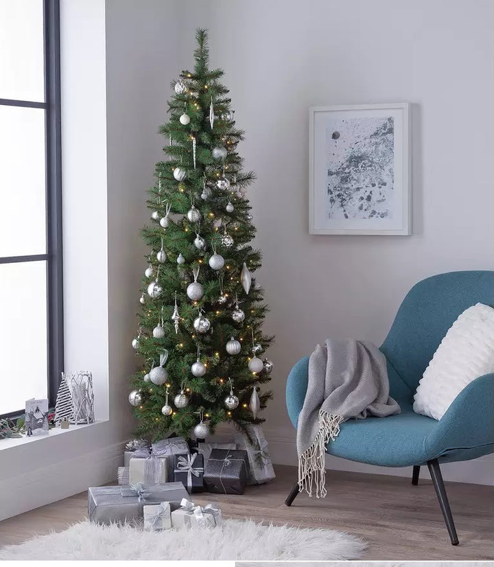 Home 6ft Pre-Lit Natural Look Pop Up Pencil Christmas Tree - Green