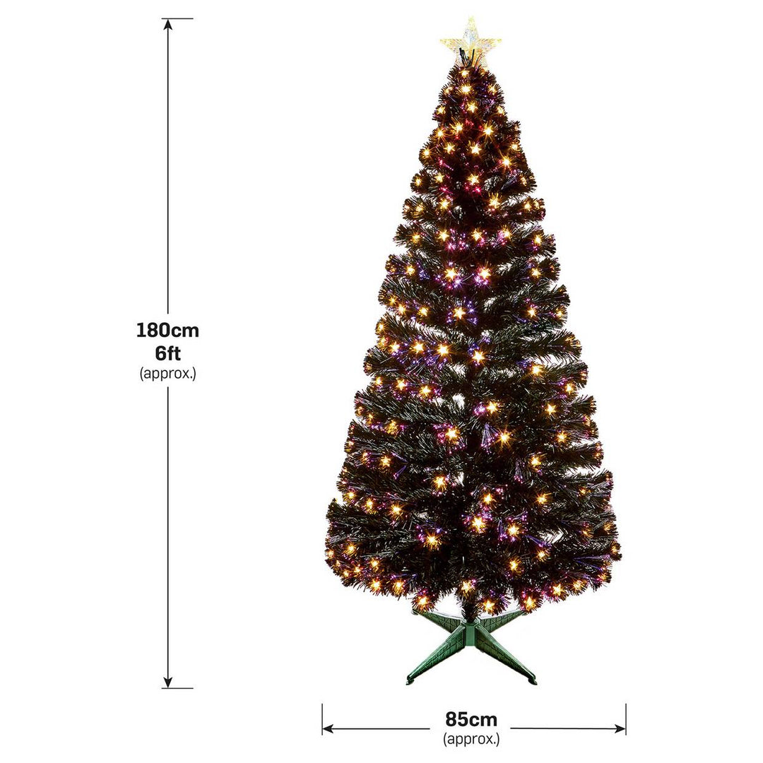 Premier Decorations 6ft Fibre Optic Christmas Tree - Black
