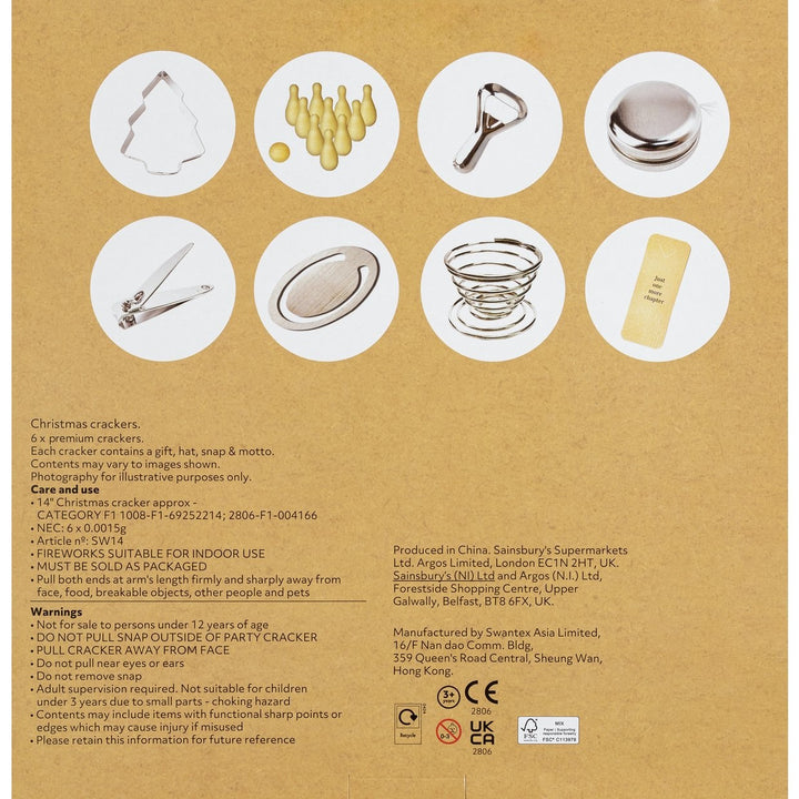 Home Pack of 6 Snowflake Kraft Christmas Crackers