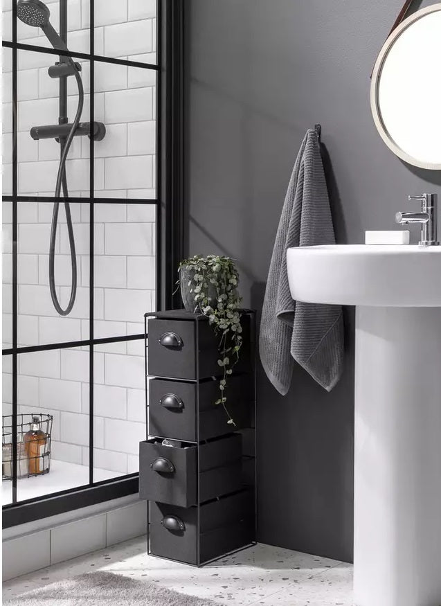 Habitat 4 Drawer Fabric Bathroom Storage Unit - Black