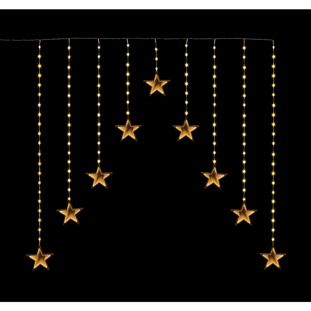 Premier Decorations Infinity Mirror String Star Curtain Lights 