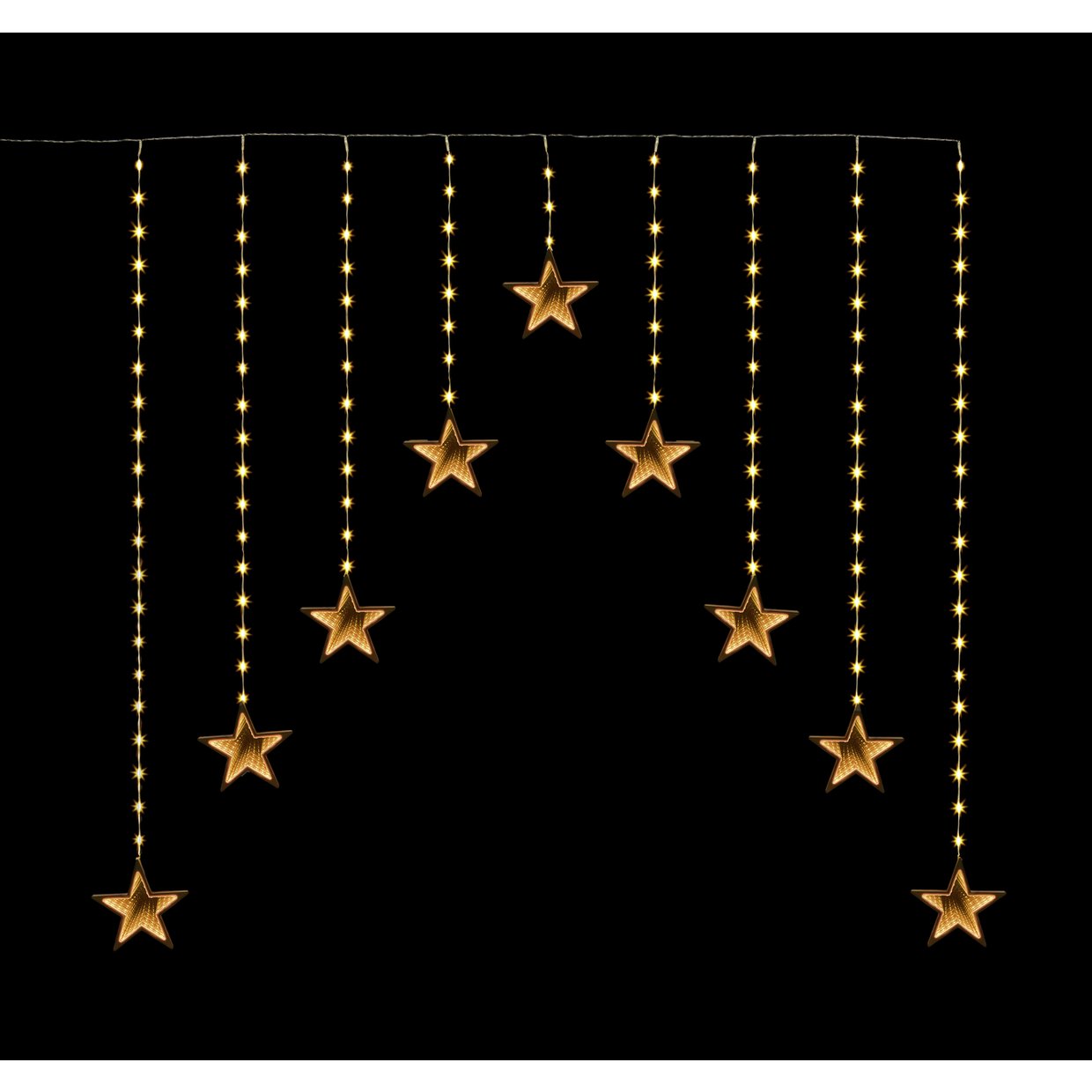 Premier Decorations Infinity Mirror String Star Curtain Lights 