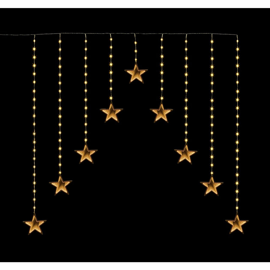 Premier Decorations Infinity Mirror String Star Curtain Lights 