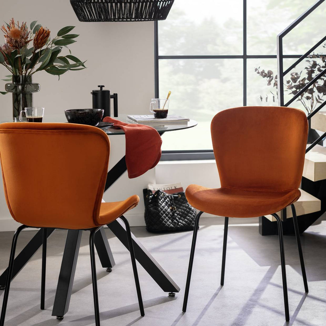 Habitat Etta Pair of Velvet Dining Chairs - Copper