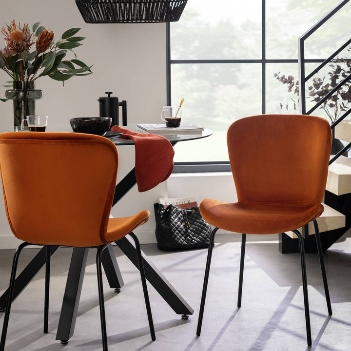 Habitat Etta Pair of Velvet Dining Chairs - Copper