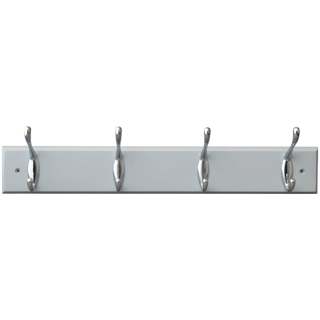 Home Pack of 4 Double Coat Hooks - Grey