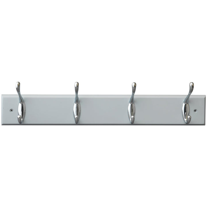 Home Pack of 4 Double Coat Hooks - Grey