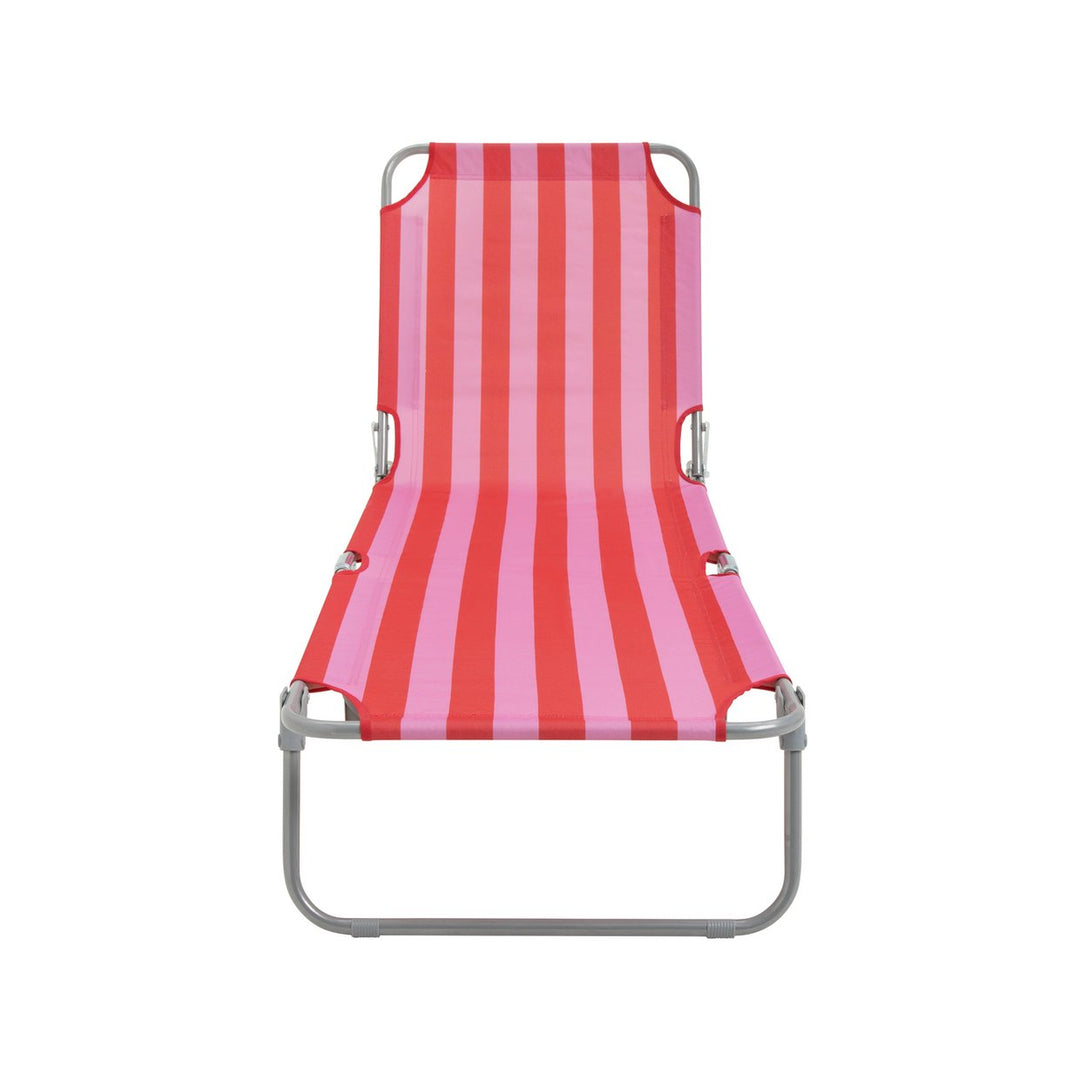 Habitat Folding Metal Sun Lounger - Pink & Red