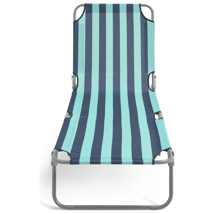 Habitat Bright Stripe Folding Metal Sun Lounger - Blue