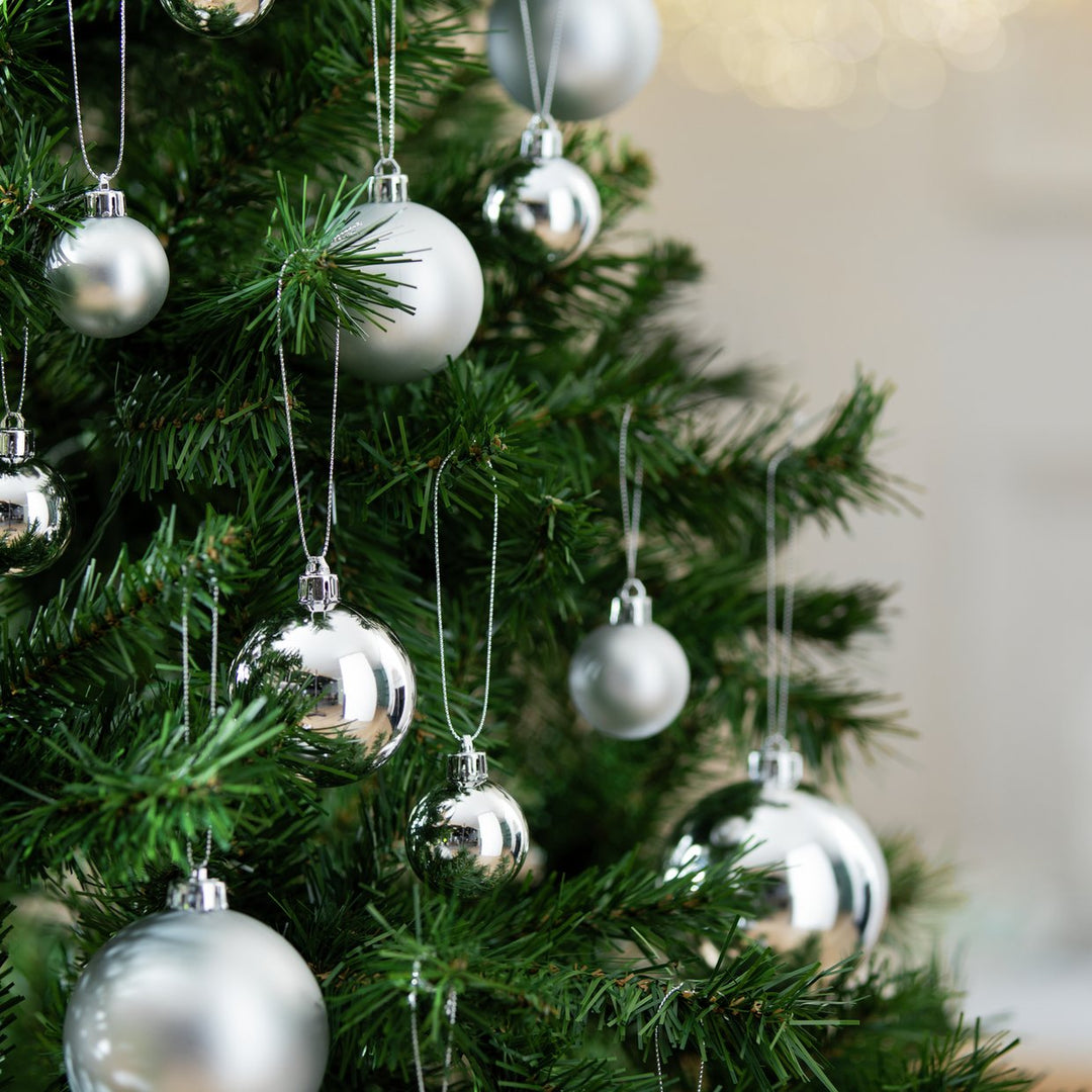 Home Pack Of 49 Christmas Tree Baubles Decoration - Silver
