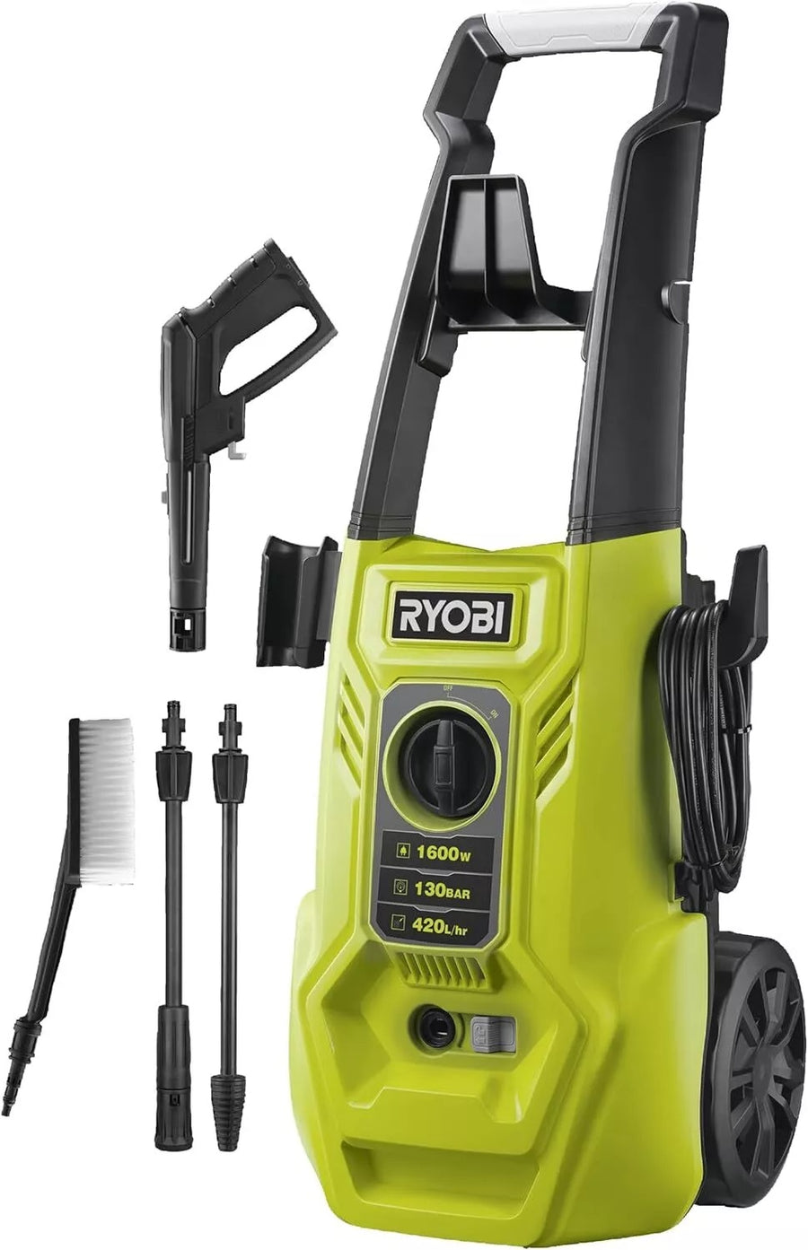 Ryobi RY130PWA 1600W 130bar Pressure Washer - Green