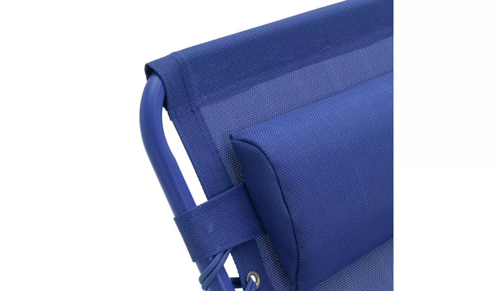 Home Set of 2 Folding Metal Sun Loungers - Blue