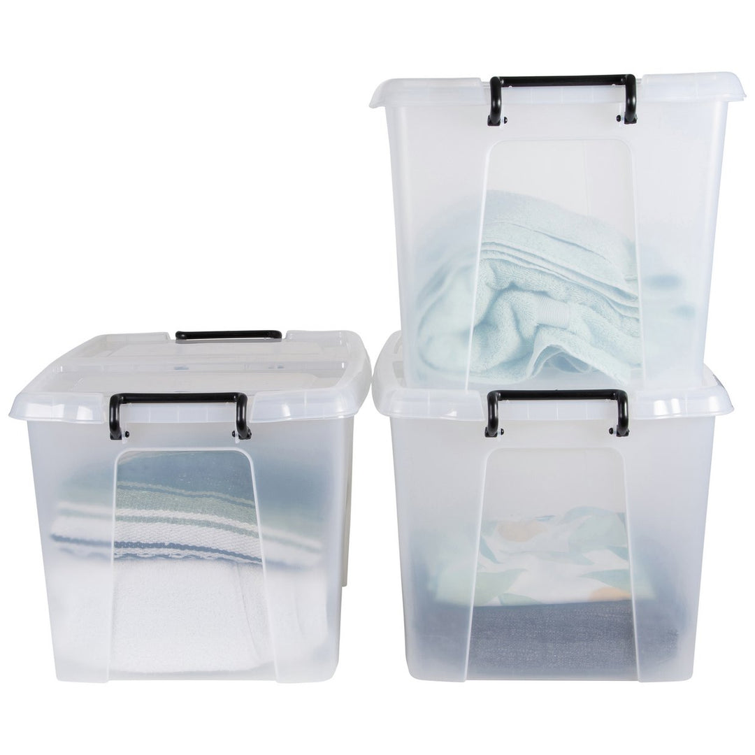 Strata Smart 3 x 40L Plastic Storage Boxes with Lid - Clear