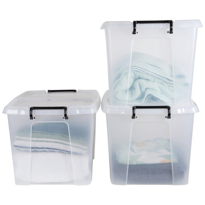 Strata Smart 3 x 40L Plastic Storage Boxes with Lid - Clear