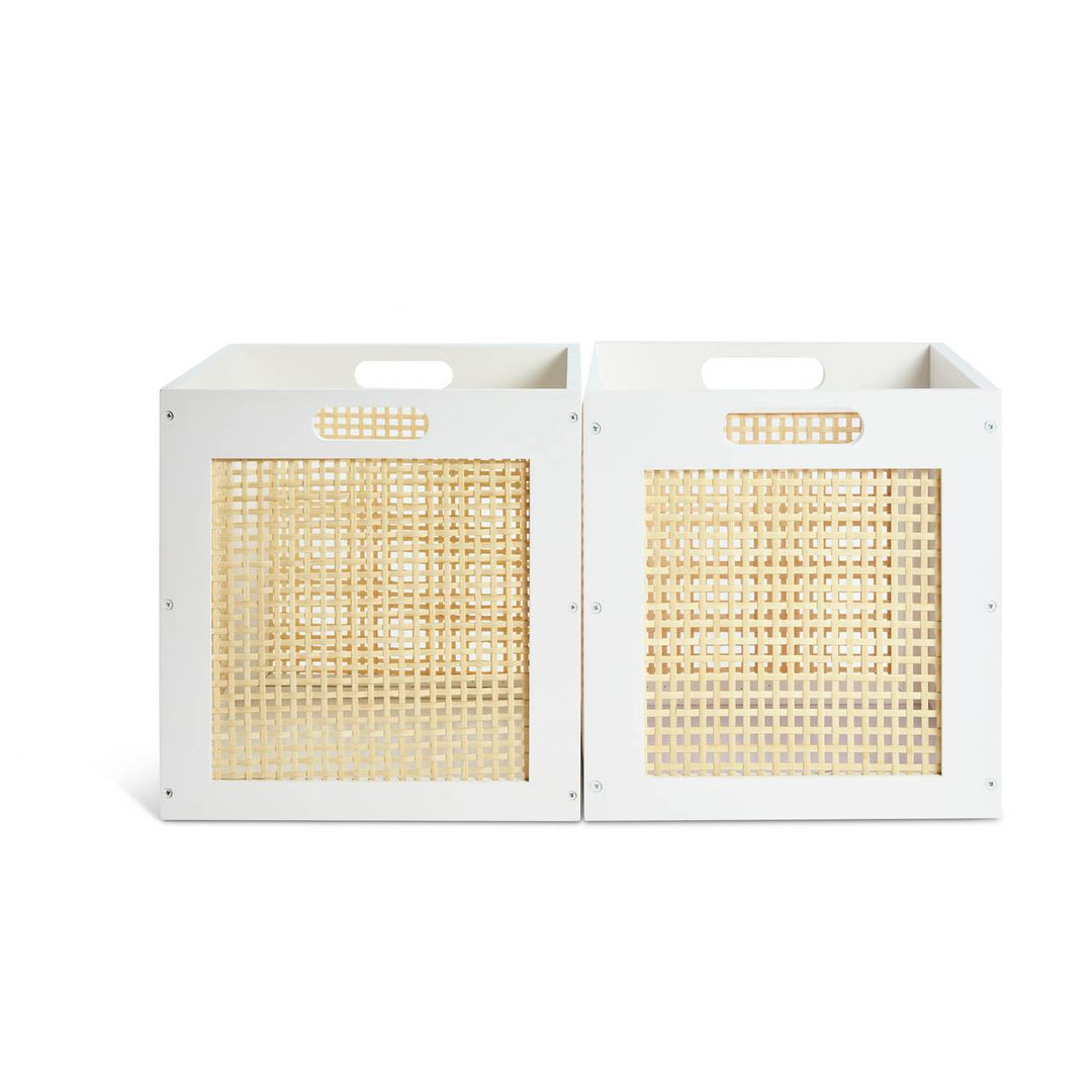 Habitat Set of 2 Rattan Square Boxes - White