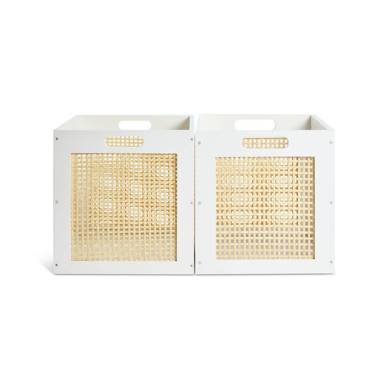 Habitat Set of 2 Rattan Square Boxes - White