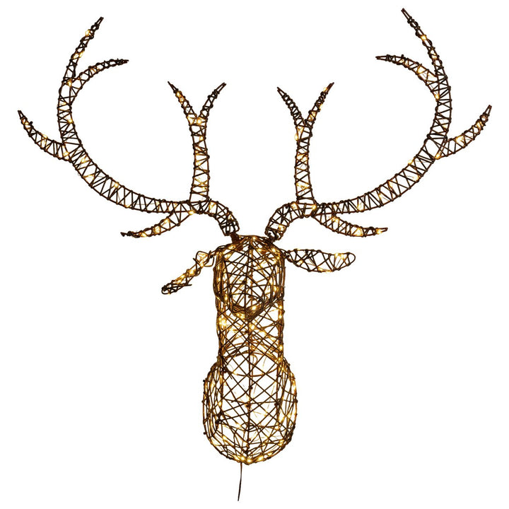 Habitat Battery Warm White Rattan Stag Head Christmas Light