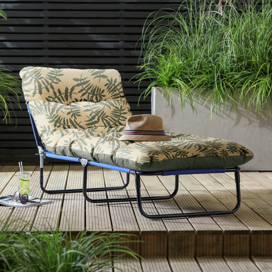 Home Folding Metal Sun Lounger - Green