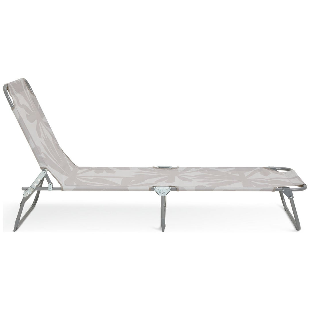 Habitat Folding Metal Sun Lounger - Light Grey