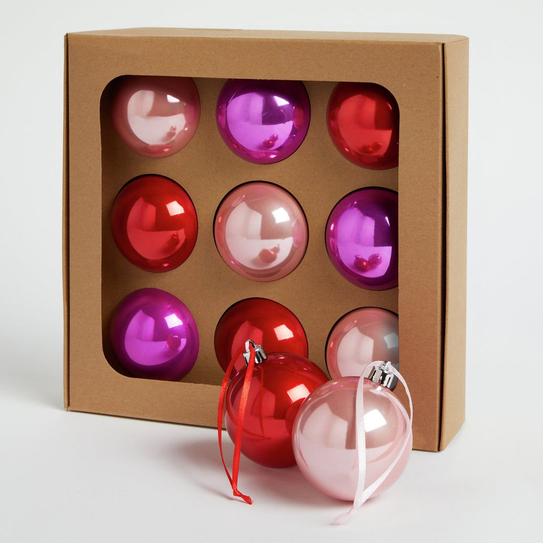 Habitat Pack of 9 Bright Glass Effect Christmas Tree Baubles Decoration