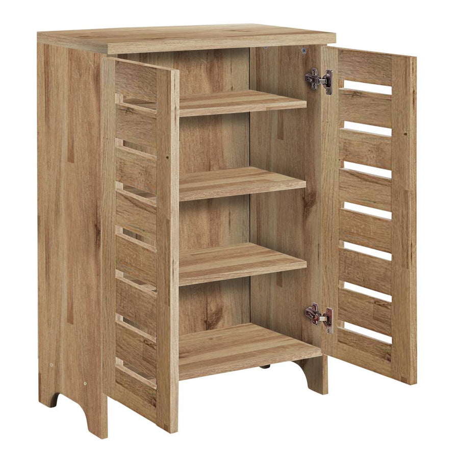 Home Slatted 2 Door Shoe Storage Cabinet - Oak