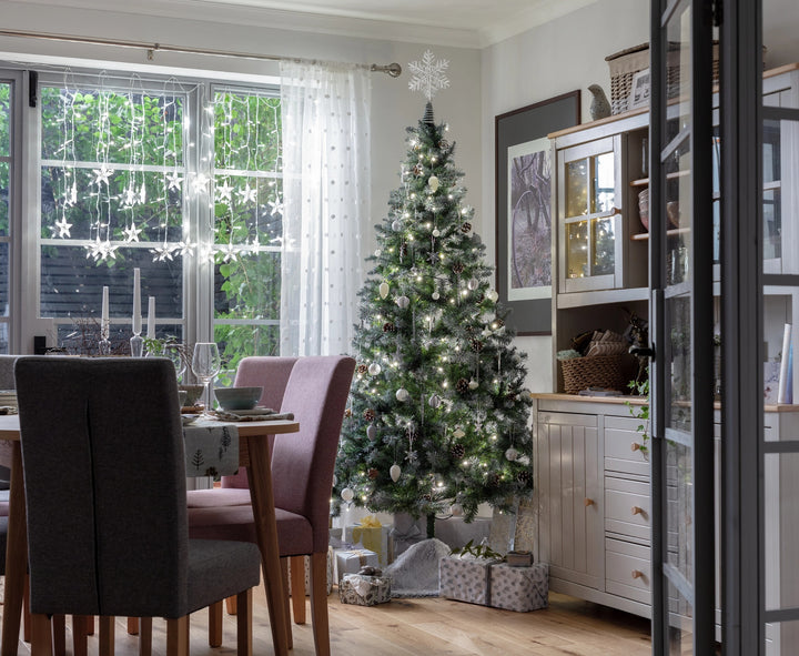 Habitat 7ft Pre lit Blue Oscar Pine Cone Christmas Tree - Green