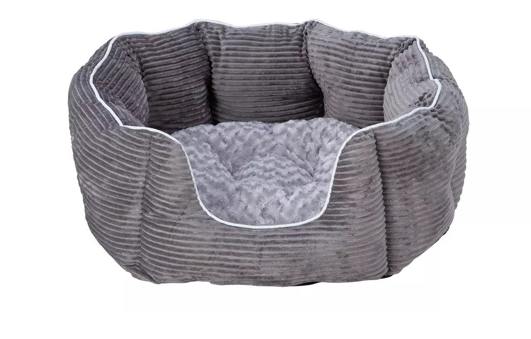 Grey Cord Oval Pet Bed - Large