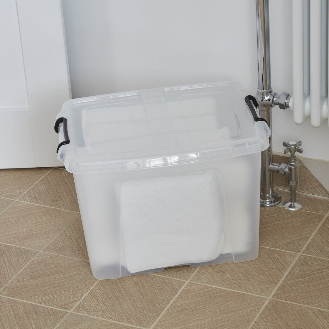 Strata Smart 3 x 40L Plastic Storage Boxes with Lid - Clear