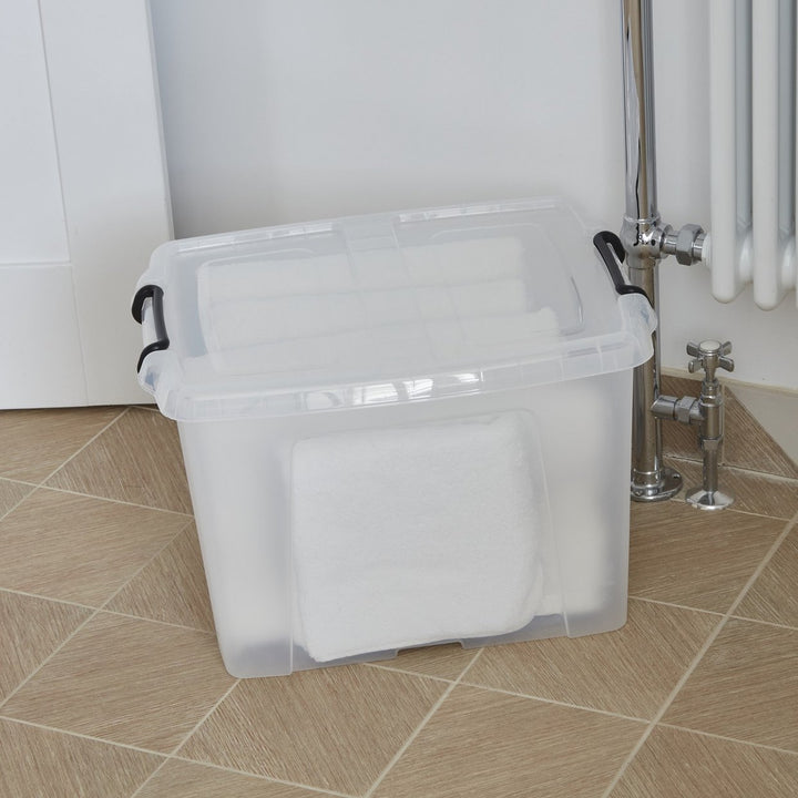 Strata Smart 3 x 40L Plastic Storage Boxes with Lid - Clear