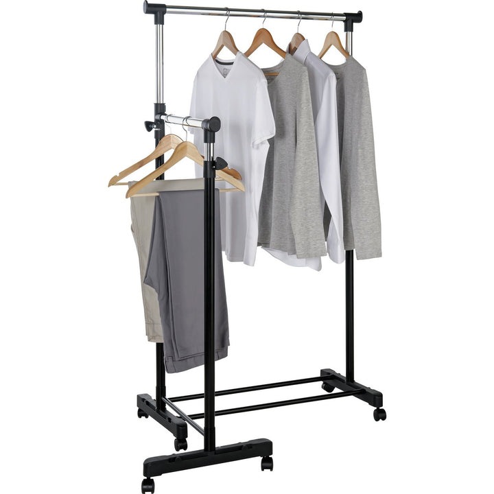 Home Clothes Rail with Lower Swing Out Rail - Black