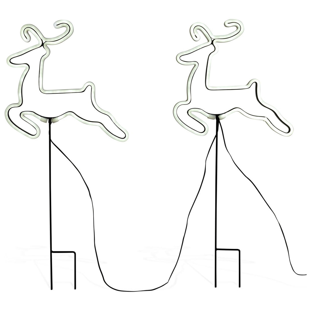 Habitat 2 Pack Neon Effect Reindeer Christmas Stake Lights Decoration