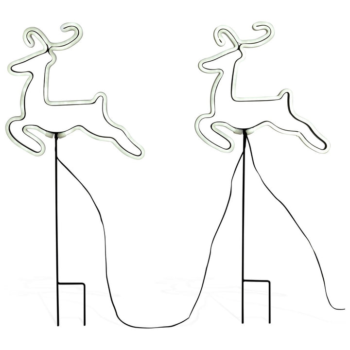 Habitat 2 Pack Neon Effect Reindeer Christmas Stake Lights Decoration