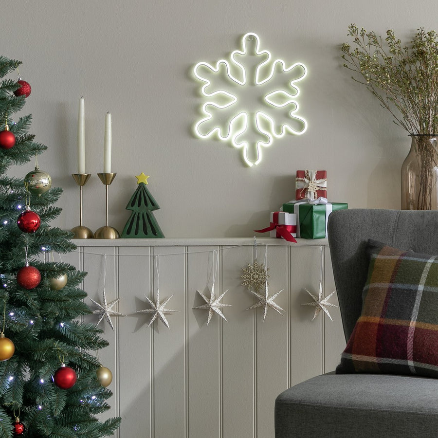 Habitat White Neon Snowflake Christmas Light Decoration