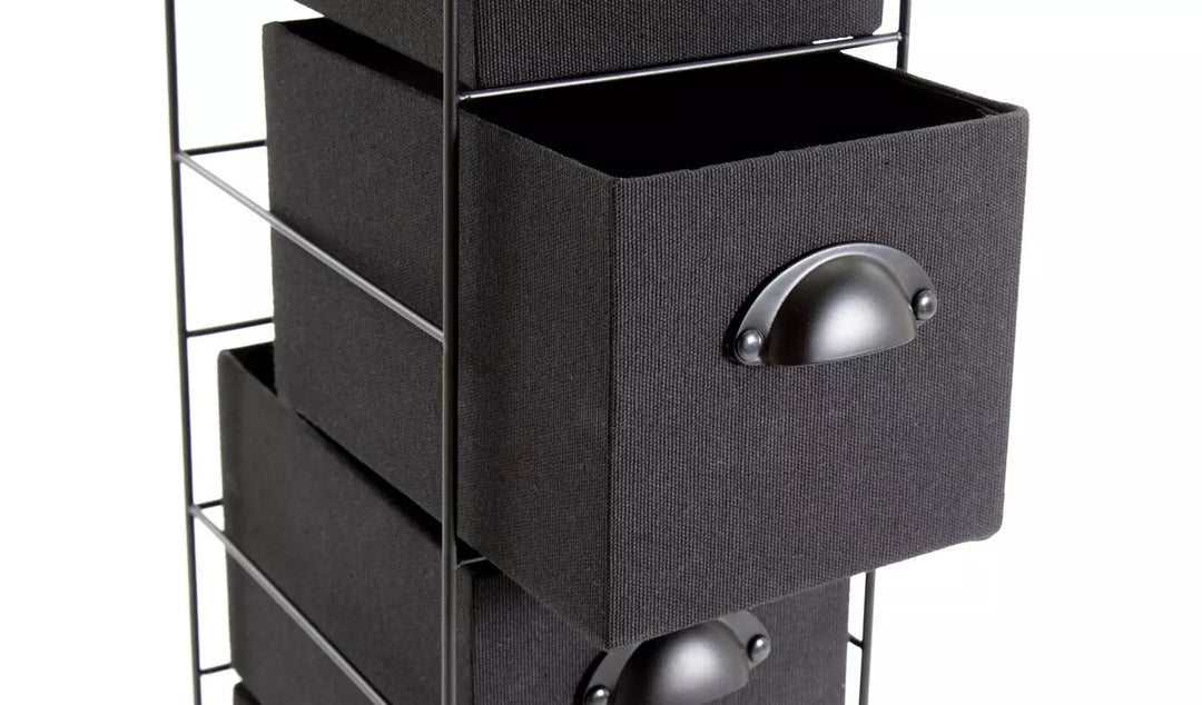 Habitat 4 Drawer Fabric Bathroom Storage Unit - Black