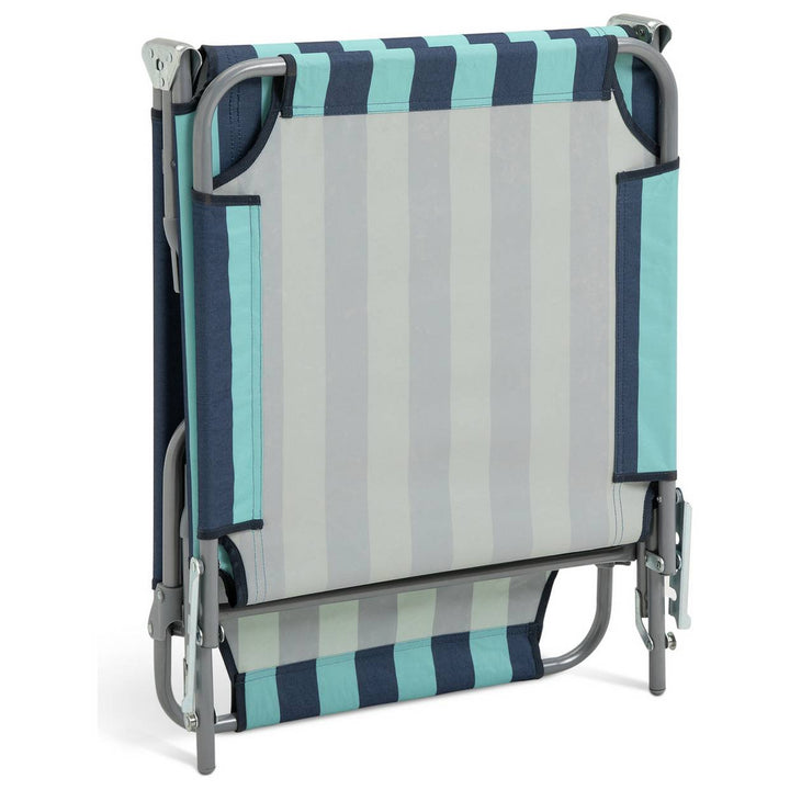 Habitat Bright Stripe Folding Metal Sun Lounger - Blue