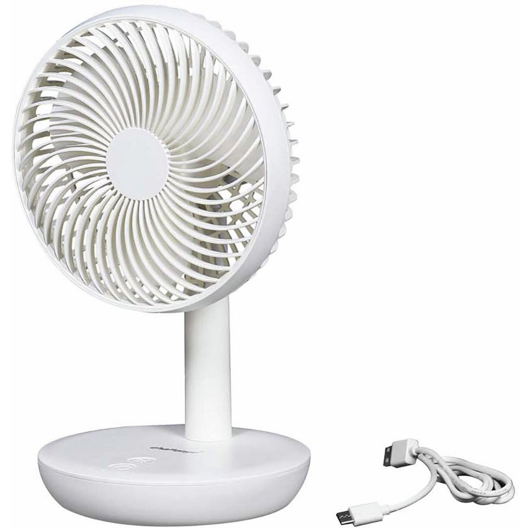 Challenge White Desk Fan - 6 Inch - Rechargeable