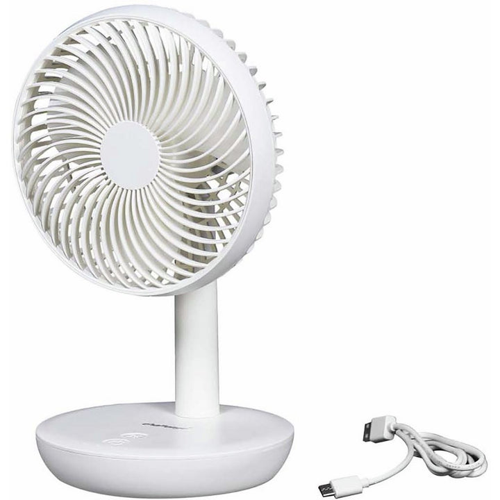 Challenge White Desk Fan - 6 Inch - Rechargeable