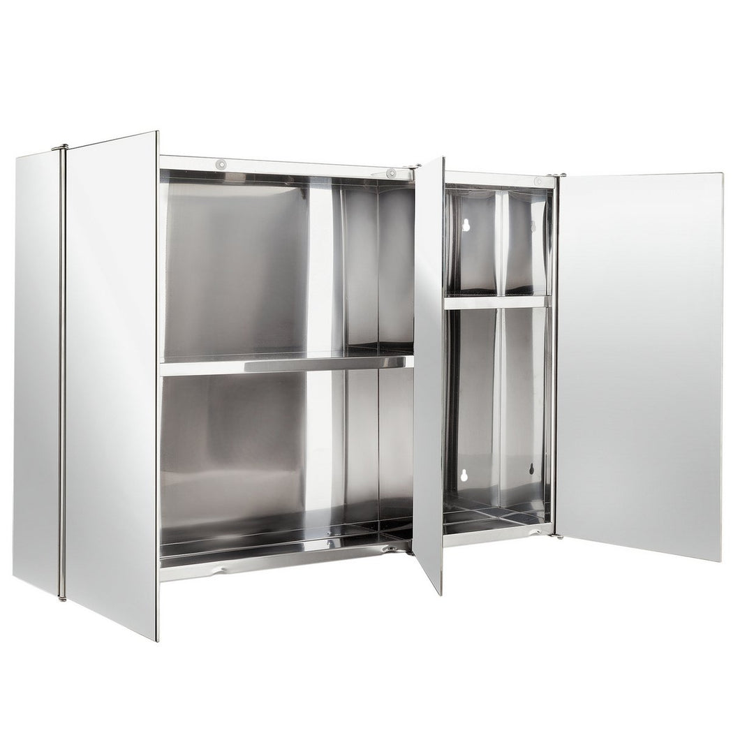 Home Stainless Steel 3 Door Mirrored Bathroom Wall Cabinet
