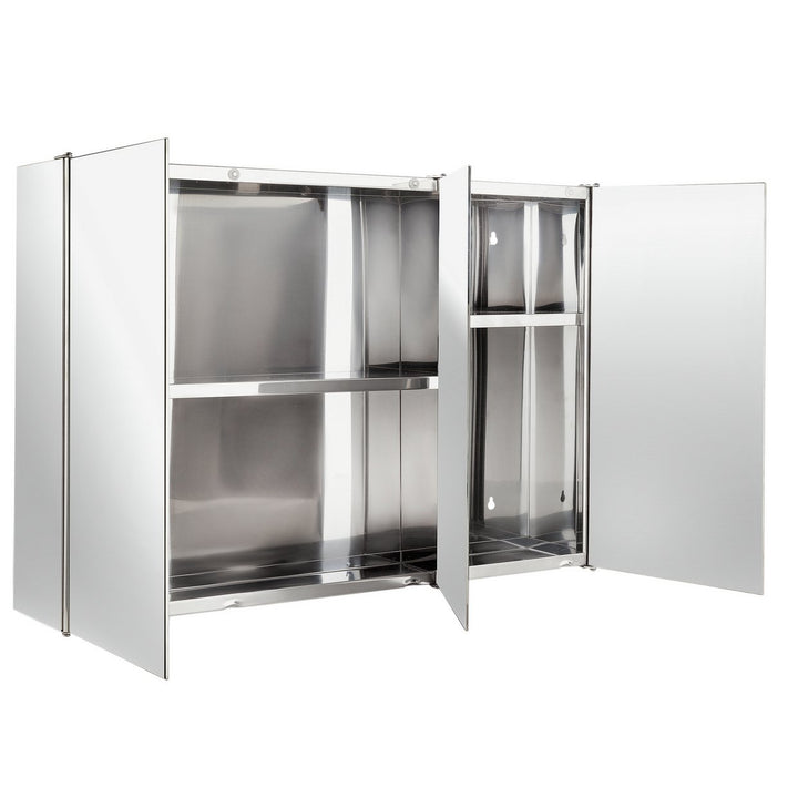 Home Stainless Steel 3 Door Mirrored Bathroom Wall Cabinet