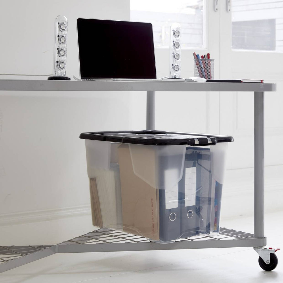 Strata Curve 3 x 65L Plastic Storage Boxes with Lid - Clear