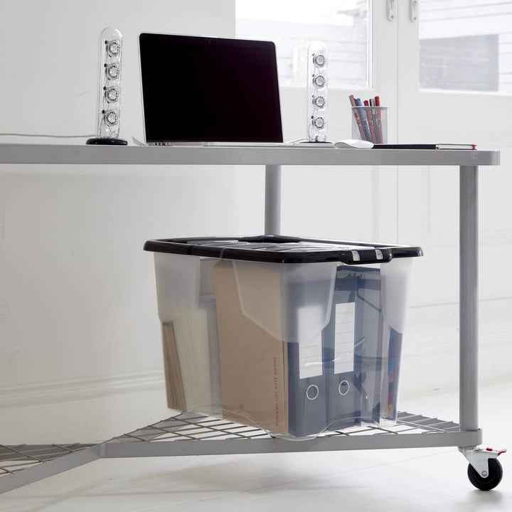 Strata Curve 3 x 65L Plastic Storage Boxes with Lid - Clear