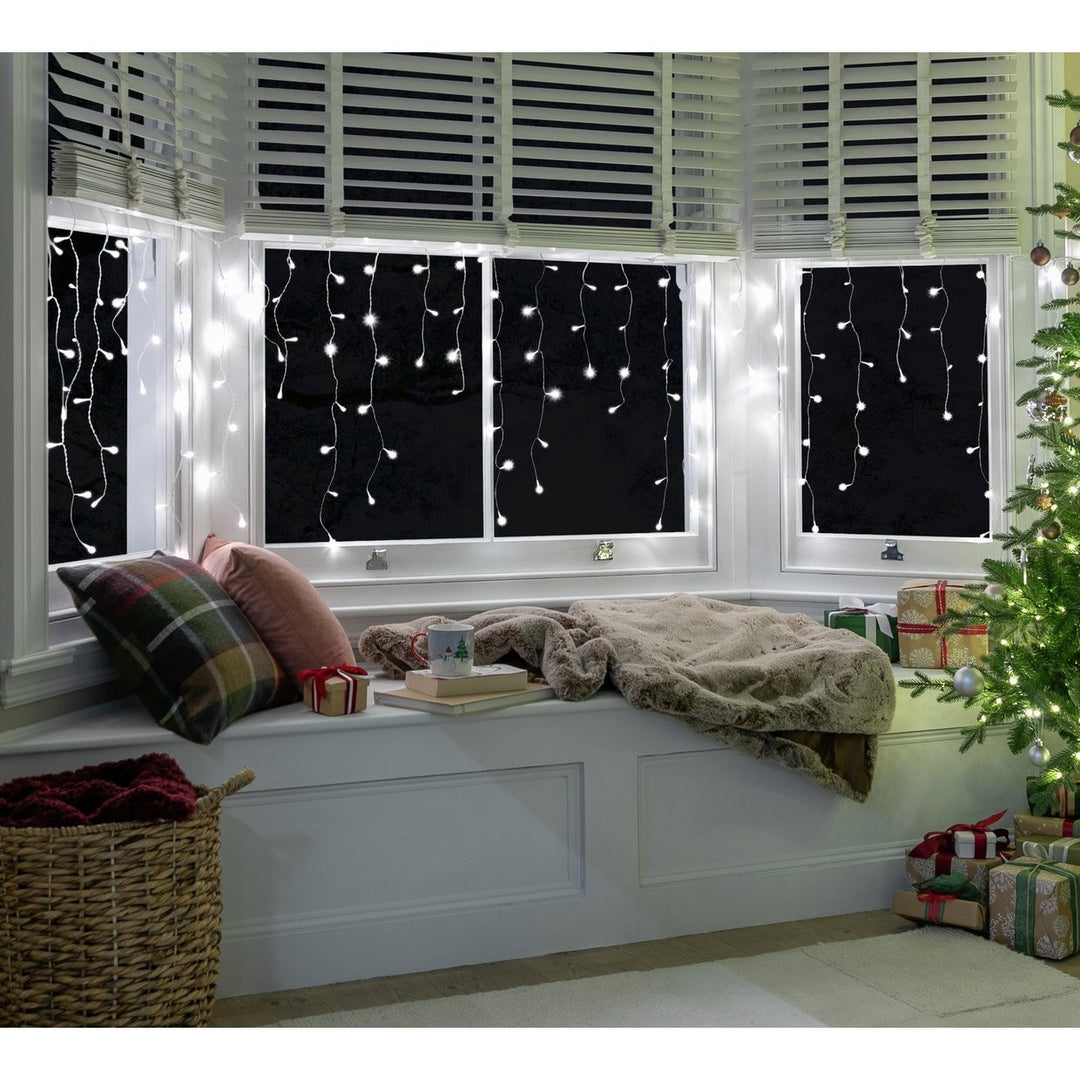 Habitat 160 Warm White LED Christmas Icicle Lights - 8.1m