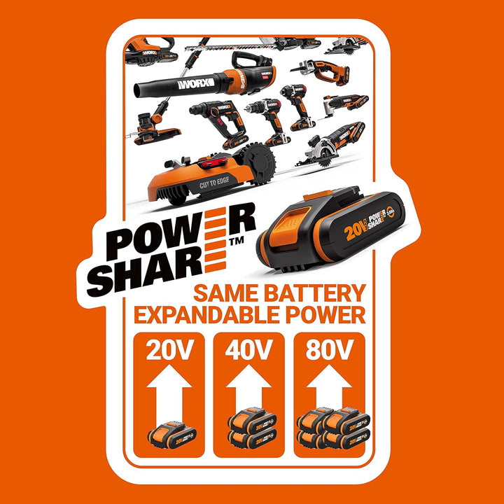 WORX WG779E Cordless 34cm Cordless Rotary Lawnmower - (Bare Tool)