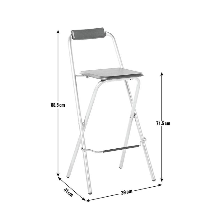 Home Pair of Folding Metal Bar Stools - Black & Silver