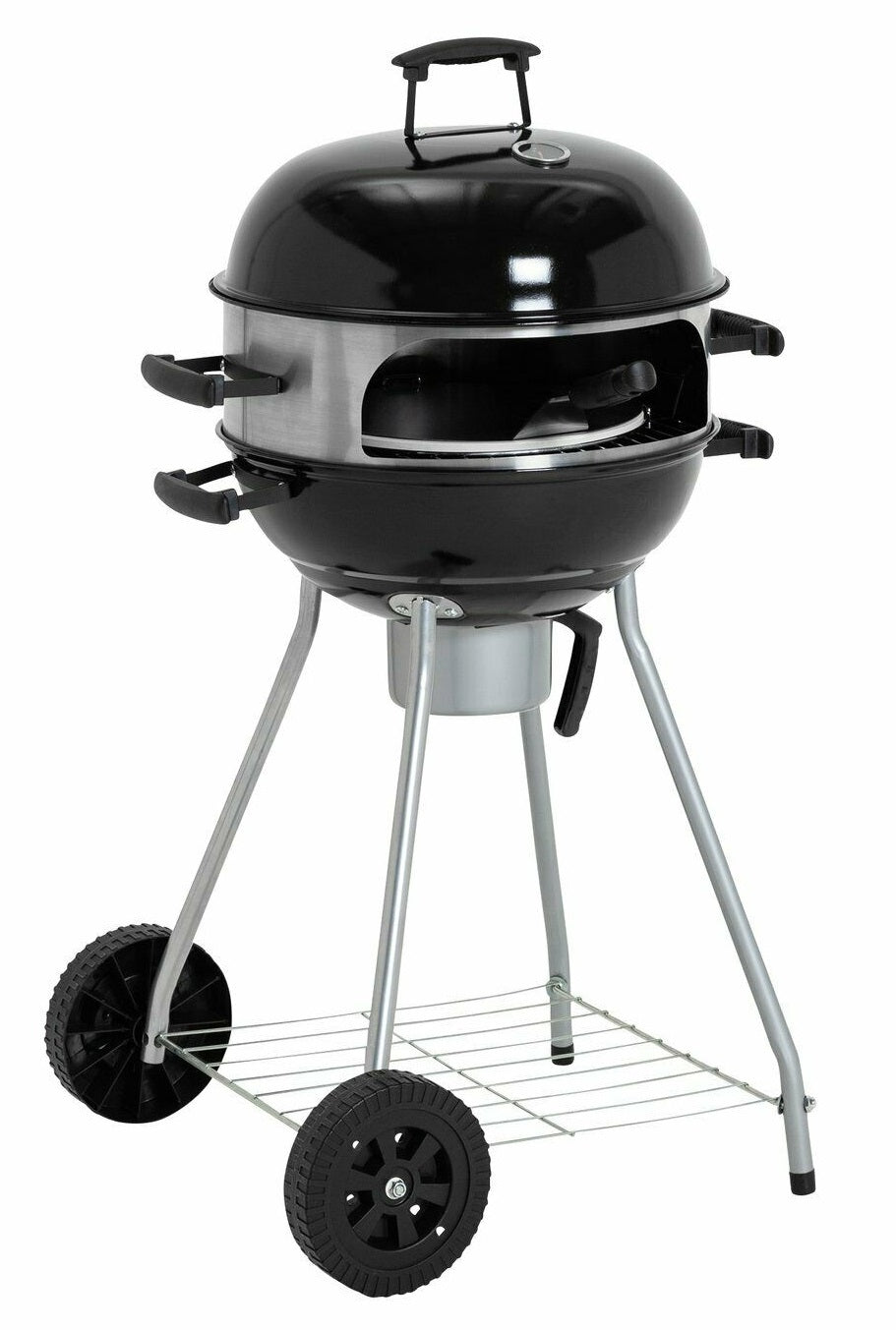 Home Kettle Charcoal BBQ With Pizza Oven - Black