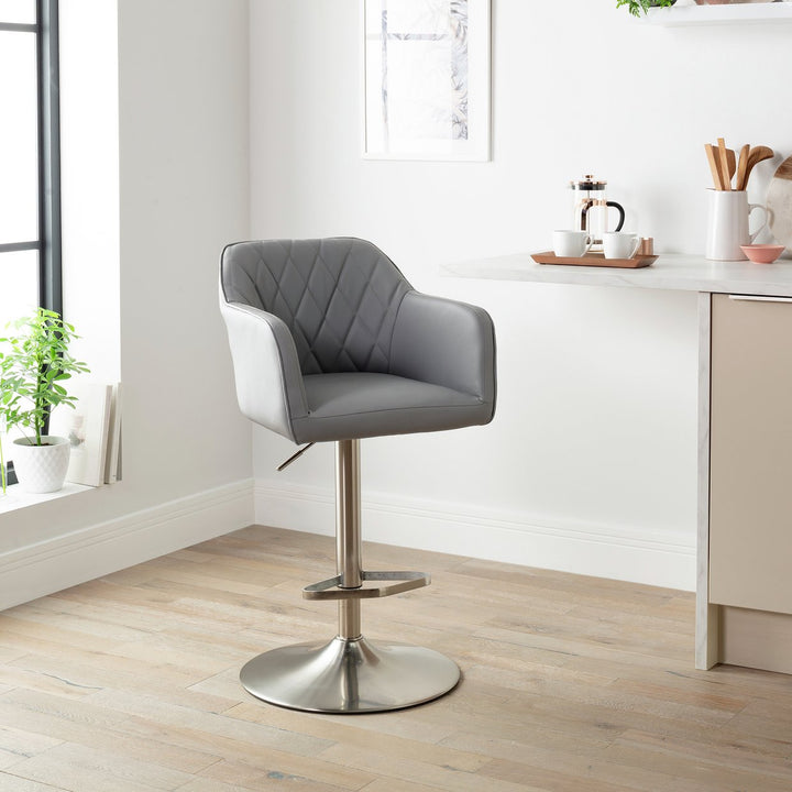 Home Ellington Quilted Faux Leather Bar Stool - Grey