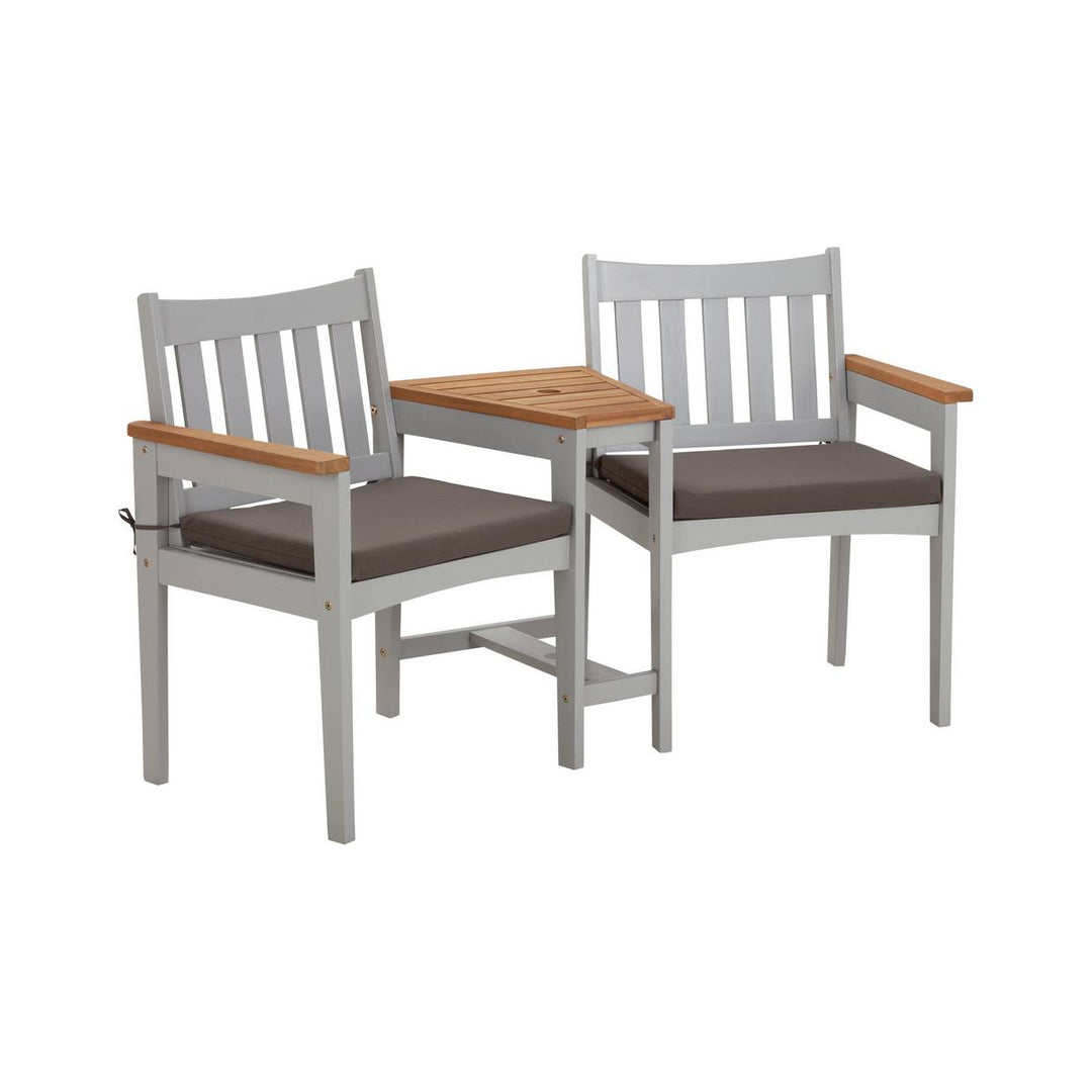 Home Wooden Garden Love Seats - Grey