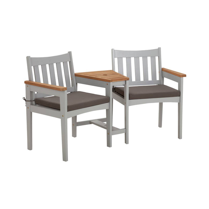 Home Wooden Garden Love Seats - Grey